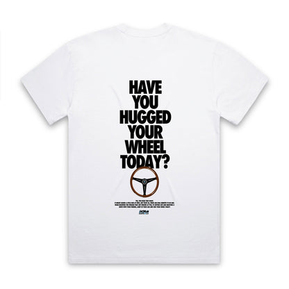 Hugged Your Wheel White Heavy Faded T-Shirt Back Print