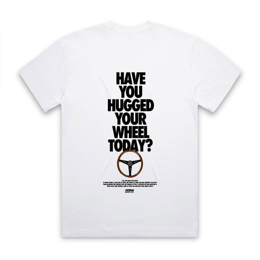 Hugged Your Wheel White Heavy Faded T-Shirt Back Print