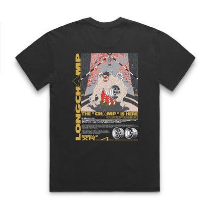 Long Champ Black Heavy Faded T-Shirt Back Print