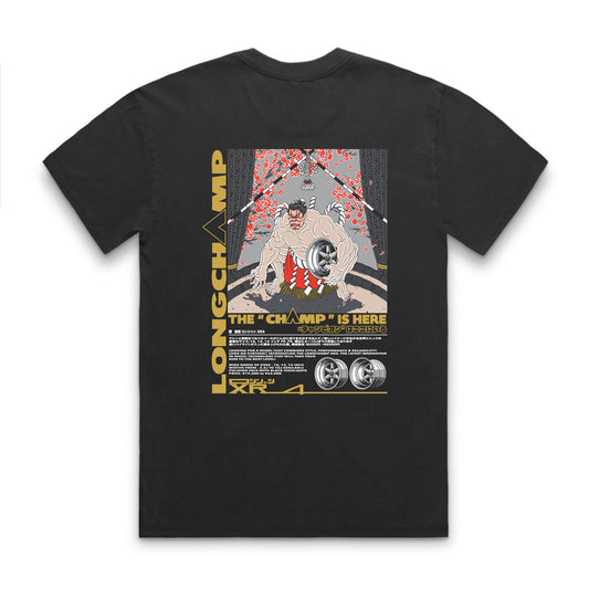 Long Champ Black Heavy Faded T-Shirt Back Print