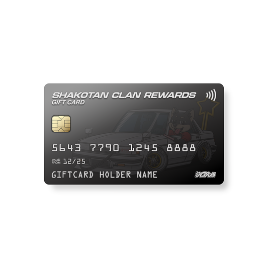 Shakotan Clan gift card featuring Shakotan Clan logo and debit card inspired design
