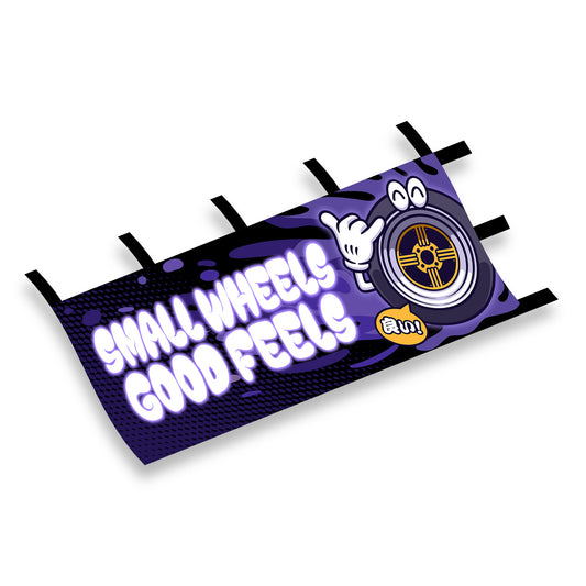 Small Wheels Good Feels Nobori Flag Side View